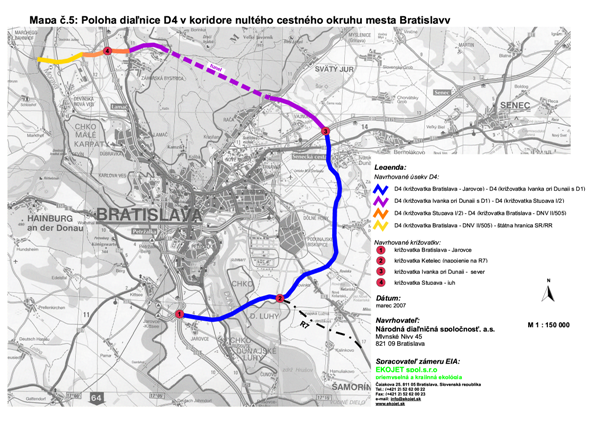 Zväčšiť: Diaľnica D4, nultý obchvat Bratislavy - mapa